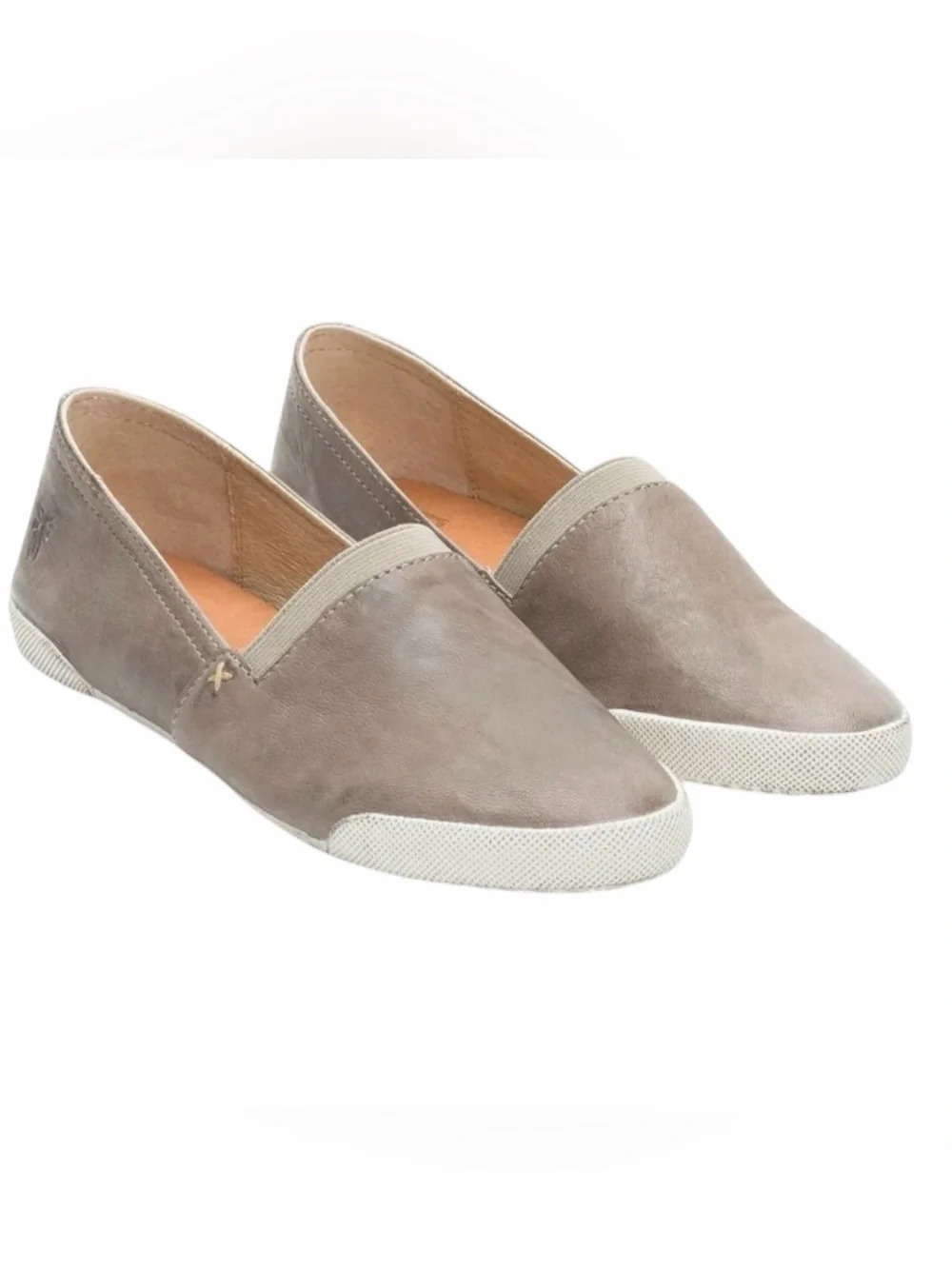 Frye Gray Brown Leather Melanie Slip On Sneakers Loafers Shoes size 7